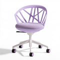 Vibrant purple and white Galvorexo office chair with wheels, modern design, suitable for desks and workspace comfort.